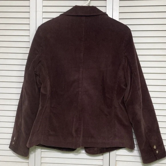 L.L.Bean Brown Corduroy Blazer 3 Button Classic Casual Jacket Size 10 - Picture 6 of 8